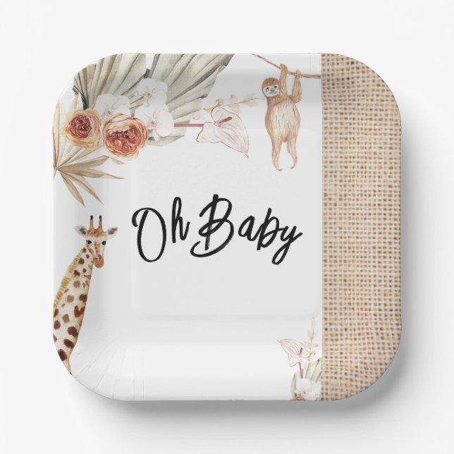 Plato De Papel Placas Fiestas de la jungla (Anverso)