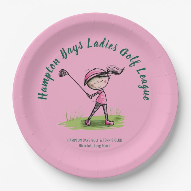 Plato De Papel Placas Fiestas de la Liga de Golf personalizable (Anverso)