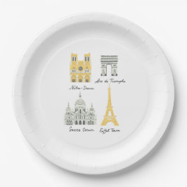 Plato De Papel Placas Fiestas de monumentos de París