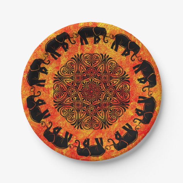 Plato De Papel Placas Fiestas de papel de diseño bohemias (Anverso)