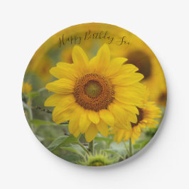 Plato De Papel Placas Fiestas de papel de girasol personalizadas