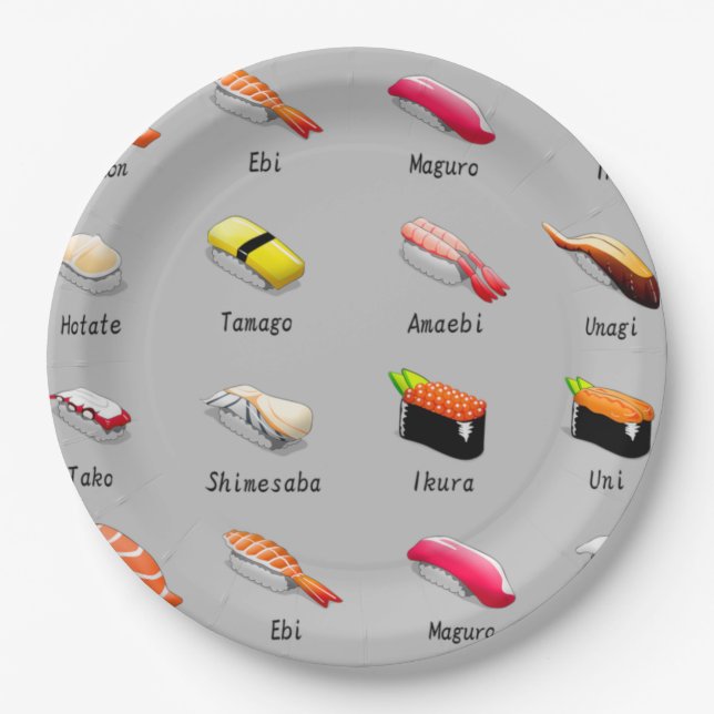 Plato De Papel Placas Fiestas de papel de sushi (Anverso)
