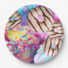 Plato De Papel Placas Fiestas de papel estilo Donut