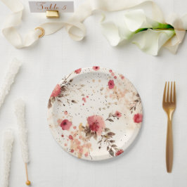 Plato De Papel Placas Fiestas de papel floral para cabañas de cam