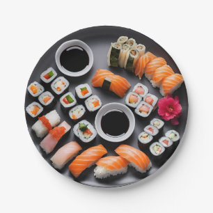 Plato De Papel Placas Fiestas de papel nocturno de sushi