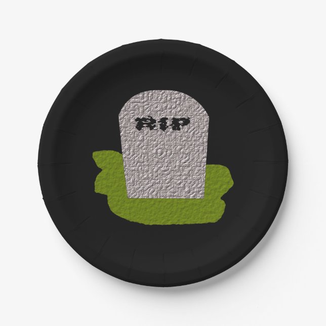 Plato De Papel Placas Fiestas de papel Tombstone RIP (Anverso)