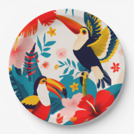 Plato De Papel Placas fiestas de papel tropical