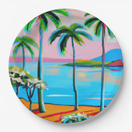 Plato De Papel Placas fiestas de papel tropical