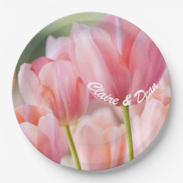 Plato De Papel Placas Fiestas de papel tulipán rosado personaliza