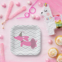 Placas Fiestas De Perro Dachshund Pink Wiener