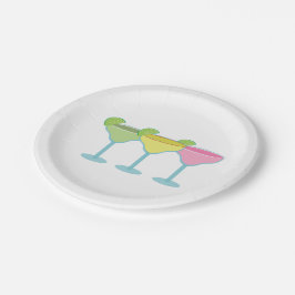 Plato De Papel Placas Fiestas de vidrio Margarita blanca