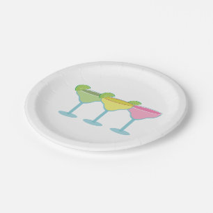 Plato De Papel Placas Fiestas de vidrio Margarita blanca