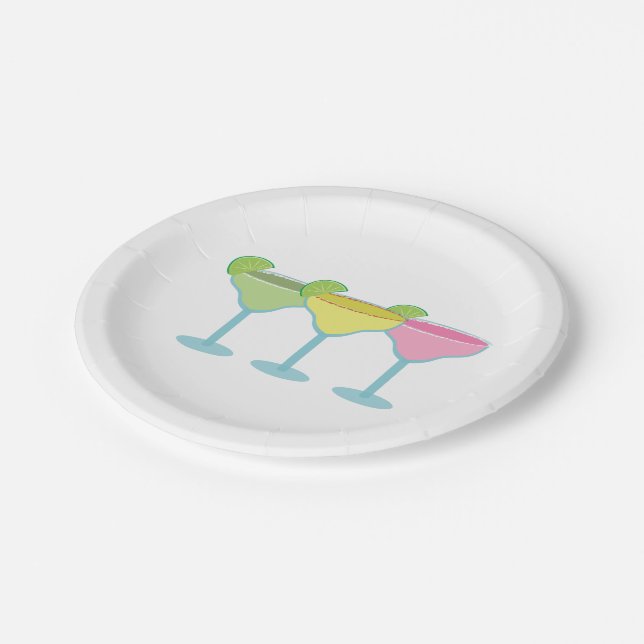 Plato De Papel Placas Fiestas de vidrio Margarita blanca (Angular)