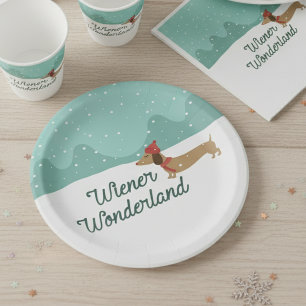 Plato De Papel Placas Fiestas de Wiener Wonderland Dachshund Navi