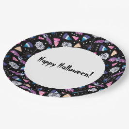 Plato De Papel Placas Fiestas dulces de Halloween-Black