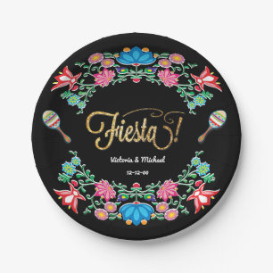 Plato De Papel Placas Fiestas florales de Fiesta Mexicana
