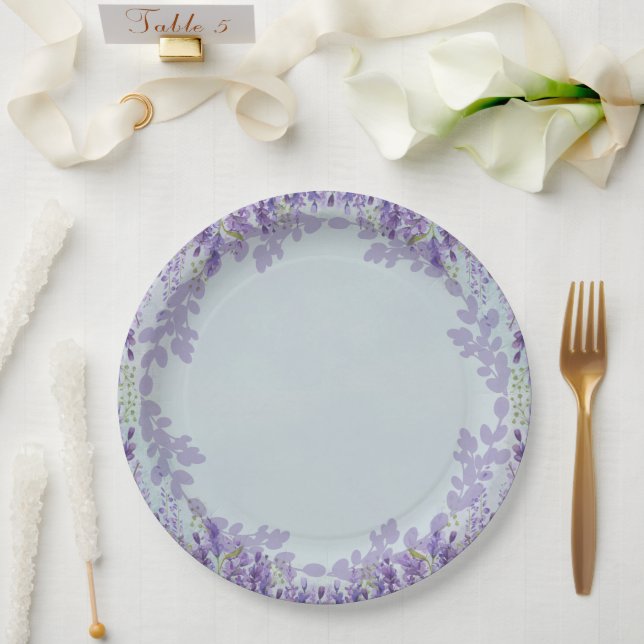 Plato De Papel Placas Fiestas florales de lavanda (Boda)