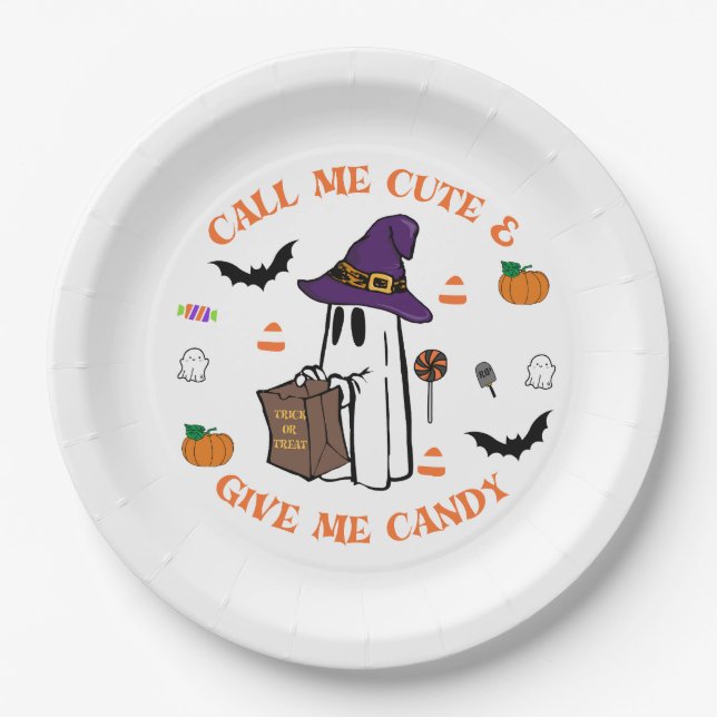 Plato De Papel Placas Fiestas Ghost Candy (Anverso)