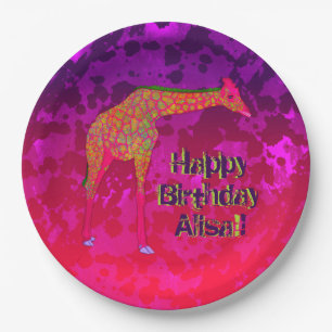 Plato De Papel Placas Fiestas Giraffe Grunge Style de 2 papel