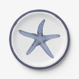 Plato De Papel Placas Fiestas Náuticas Azules de Starfish