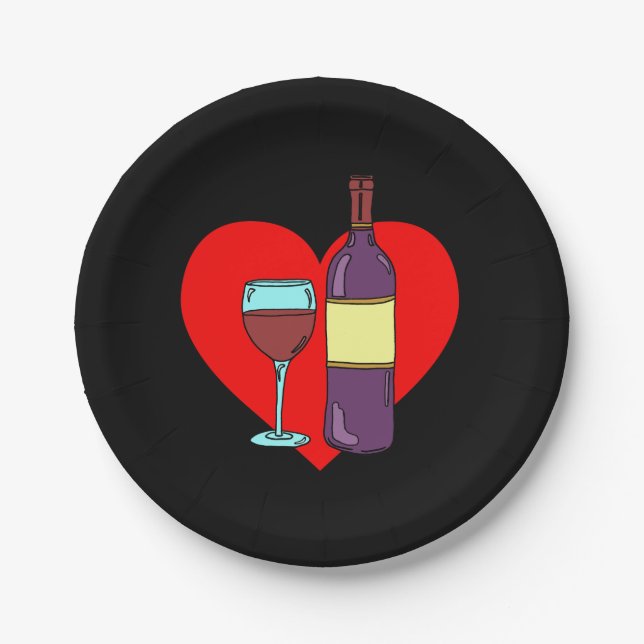 Plato De Papel Placas Fiestas para beber vino de San Valentín (Anverso)