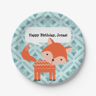 Plato De Papel Placas Fiestas personalizadas Cute Red Fox