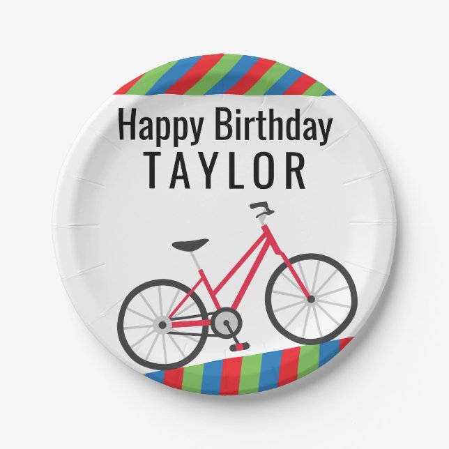 Plato De Papel Placas Fiestas personalizadas de bicicletas de col (Anverso)
