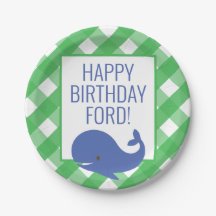 Placas Fiestas personalizadas de Gingham Whale