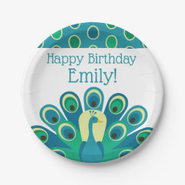 Plato De Papel Placas Fiestas personalizadas de pavo real