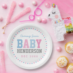 Plato De Papel Placas Fiestas personalizadas Team Pink o Team Blu