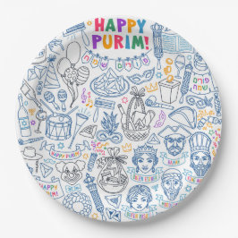 Plato De Papel Placas Fiestas purim - Diseños judíos festivos