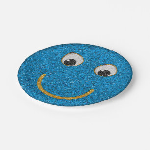 Plato De Papel Placas Fiestas purpurina Happy Face 15-Paper