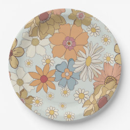 Plato De Papel Placas Fiestas retro de Baby Shower Groovy