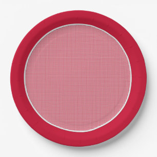 Plato De Papel Placas Gingham-Berry-Red Paper
