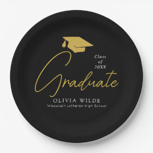 Plato De Papel Placas Grad negras personalizadas: listas para Fie
