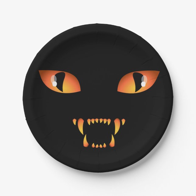 Plato De Papel Placas Halloween de papel negro espeluznante para  (Anverso)