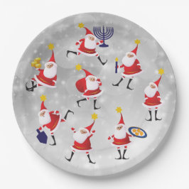 Plato De Papel Placas Hanukkah/Navidades interconfesionales