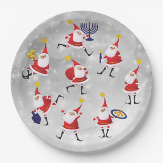 Plato De Papel Placas Hanukkah/Navidades interconfesionales