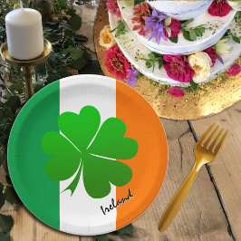 Plato De Papel Placas irlandesas, Shamrock, fiesta de bandera irl