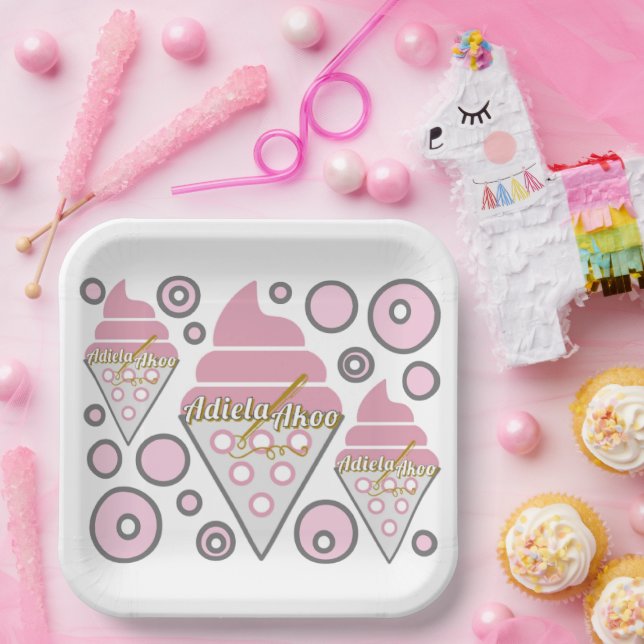 Plato De Papel Placas irresistibles de papel de helado de helado (Fiesta)