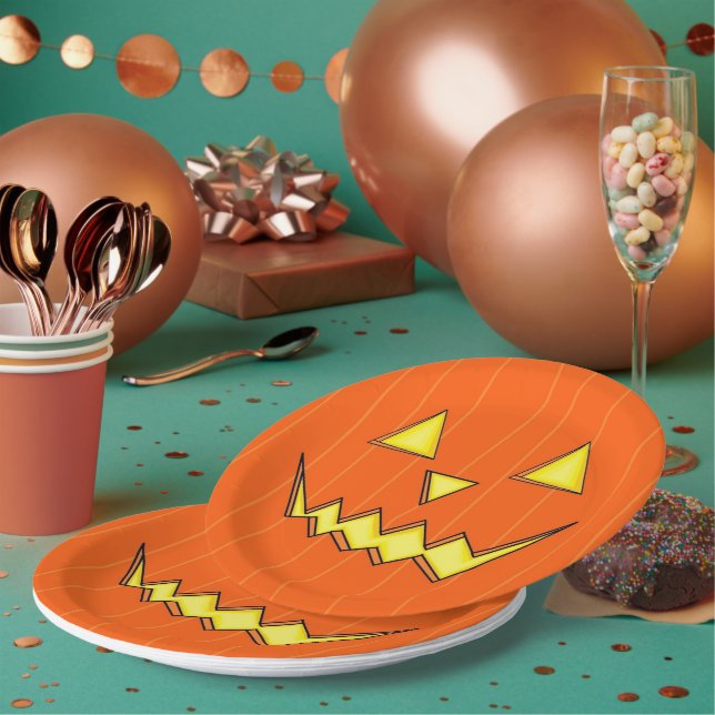 Plato De Papel Placas Jack-O-Lantern para la fiesta de Halloween (Multi)