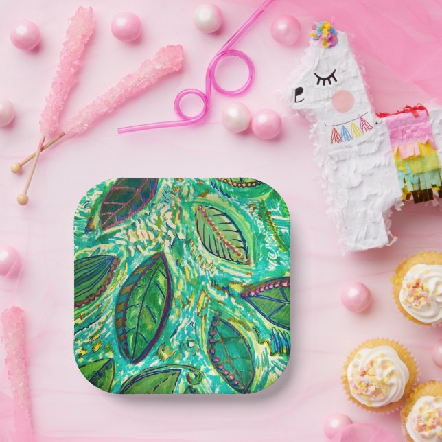 Plato De Papel Placas Leafy Fun Paper (Fiesta)