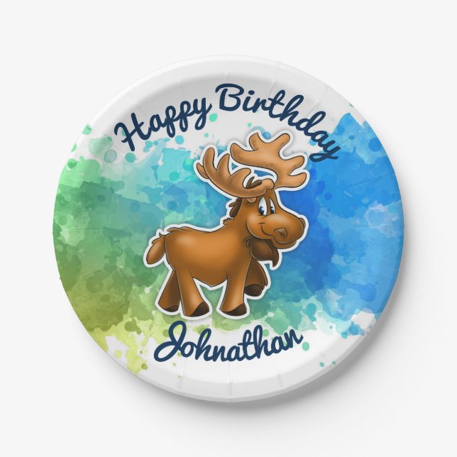 Plato De Papel Placas lindas de los alces (Anverso)