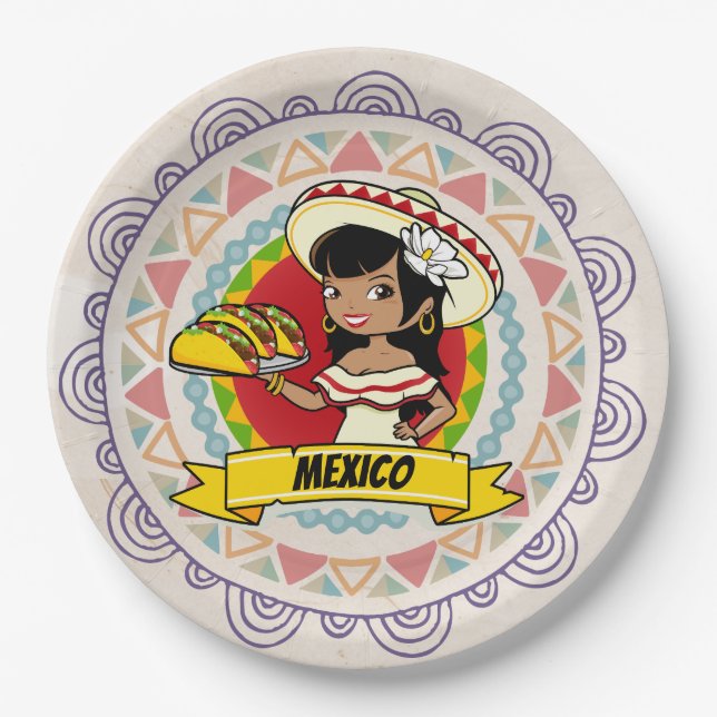 Plato De Papel Placas mexicanas de papel taco (Anverso)