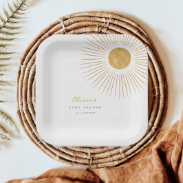 Plato De Papel Placas mínimas de papel Baby Shower Sunshine de or