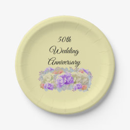 Plato De Papel Placas mixtas de papel floral de cincuenta años