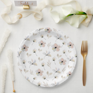 Plato De Papel Placas modernas de papel de diseño floral de Boho 