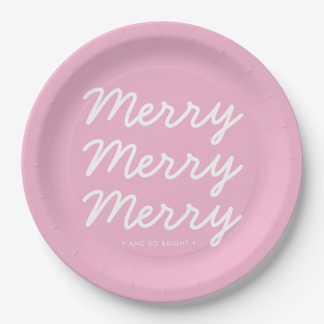 Plato De Papel Placas modernas de papel de Navidad Rubor Pink Mer (Anverso)