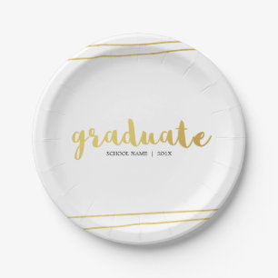 Plato De Papel Placas modernas de papel para graduados de oro y b