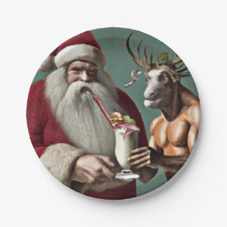 Plato De Papel Placas Navidades de Santa y Krampus